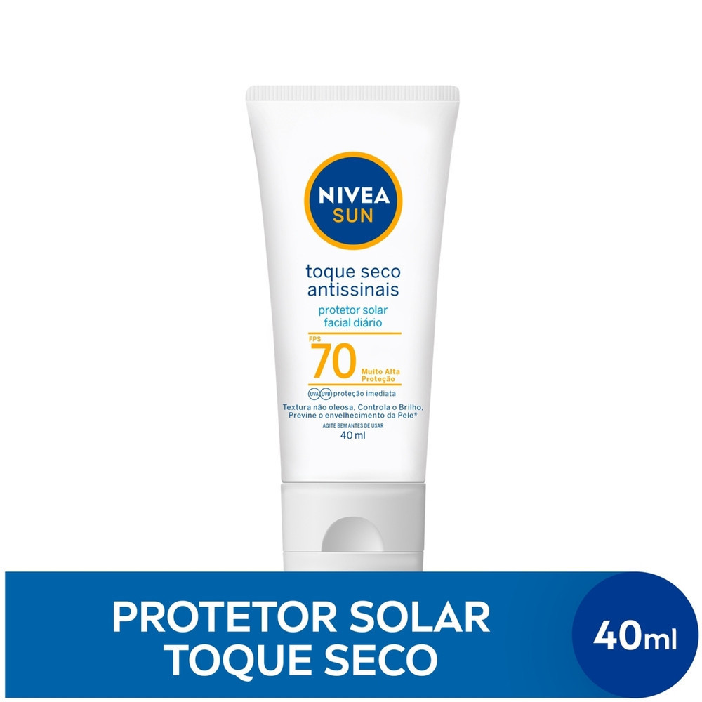 NIVEA SUN – Protetor Solar Facial Toque Seco Antissinais FPS 70 40ml