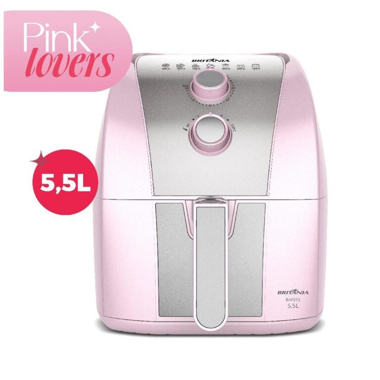 Air Fryer Rosa Britânia 5,5L Cesto Pinkstone 1500