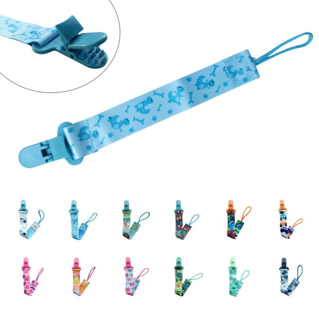 Kit Prendedor de Chupeta Bebê Modelo Fita Estampas Divertidas Bichinho Fácil de Prender