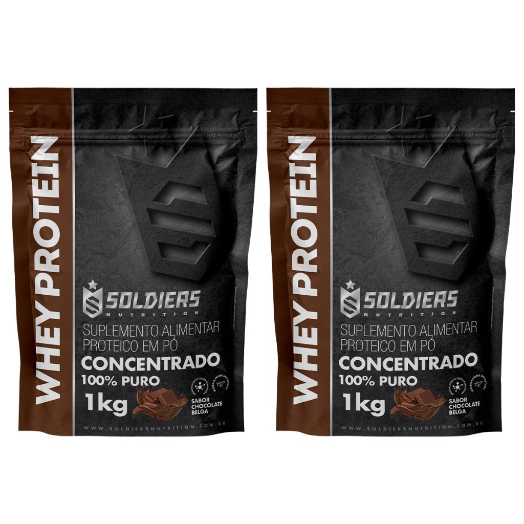 Kit: 2kg Whey Protein Concentrado – 100% Importado – Soldiers Nutrition
