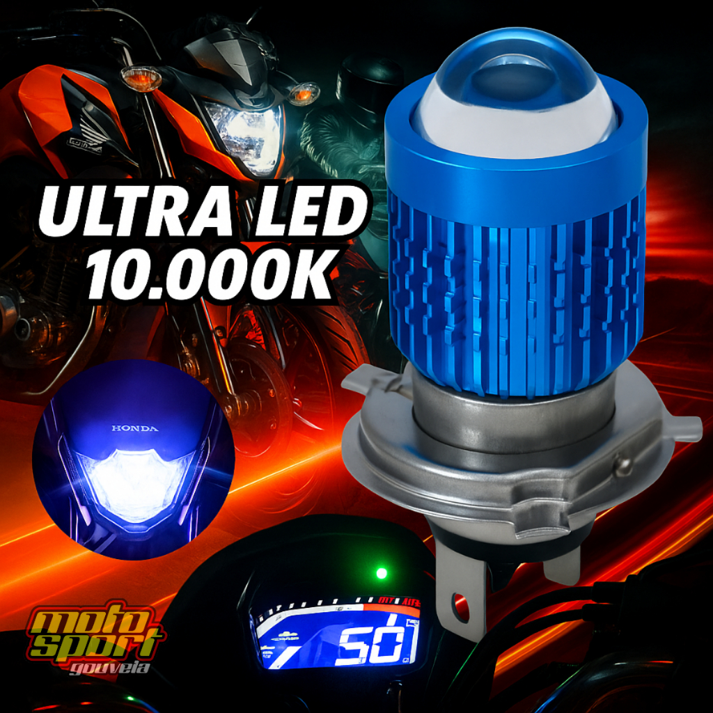 Lâmpada Farol Moto H4 10.000K Bombillo Ultra Led Stallion Super Branca Stallion STG 301