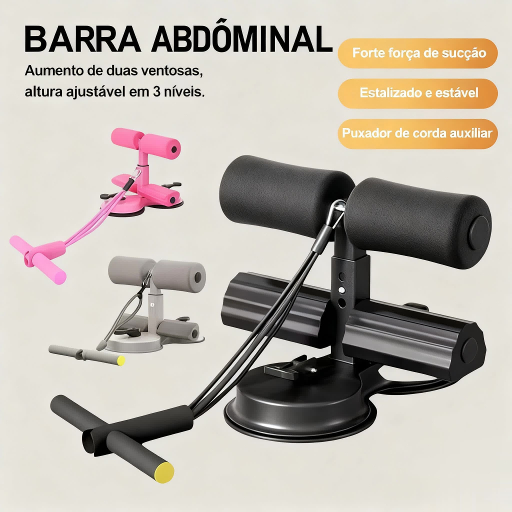 HEROI unissex ventosa Barra Abdominal , 3 Níveis, Ventosa Forte, Corda Resistência – Cinza