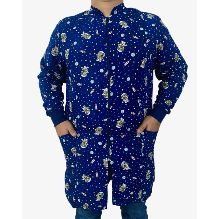 Jaleco Masculino Estampado Pediatria Astronauta Az