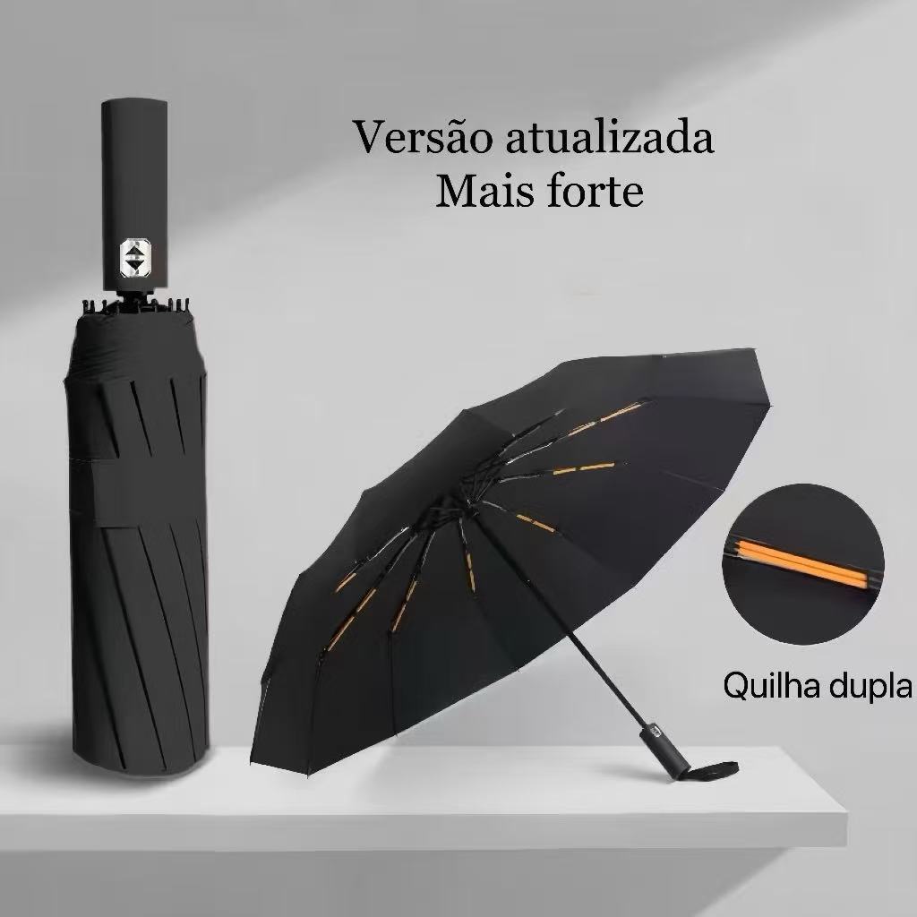 Guarda-Chuva Automático Resistente ao Vento – Abre e Fecha com 1 Botão, Dupla Vareta, Proteção UV