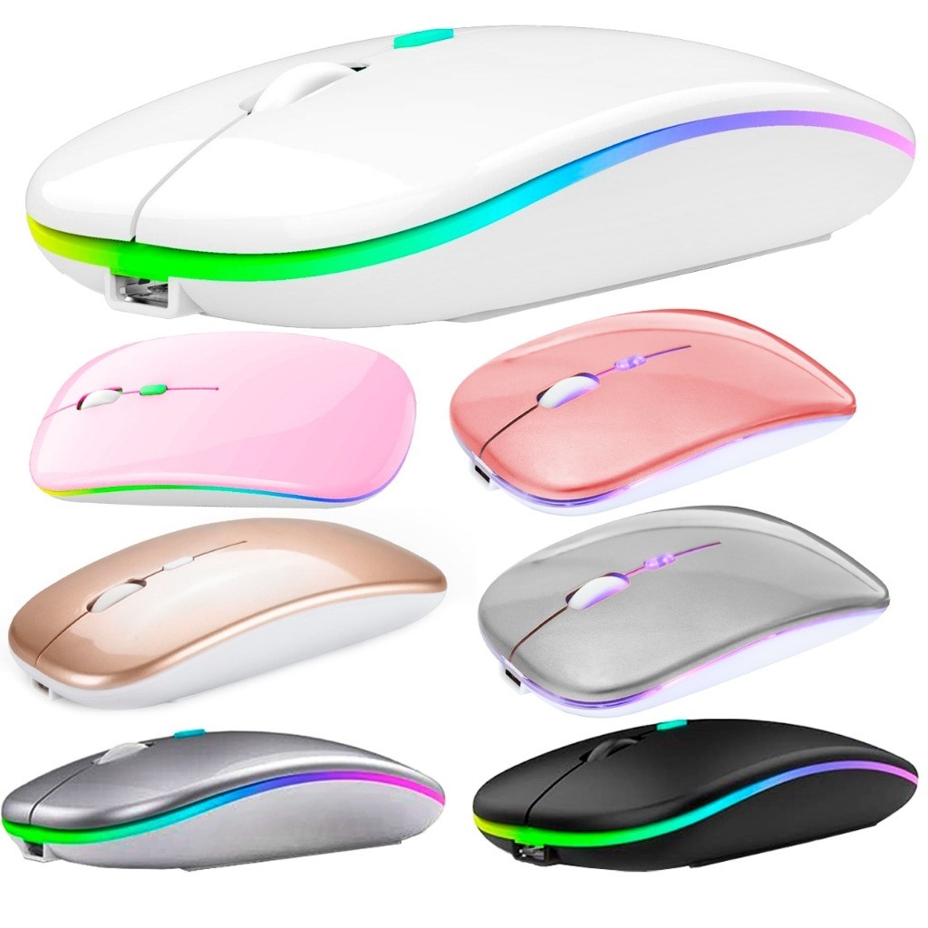 Mouse Sem Fio Recarregável Wireless Led Rgb Colorido Ergonômico Usb 2.4 Ghz