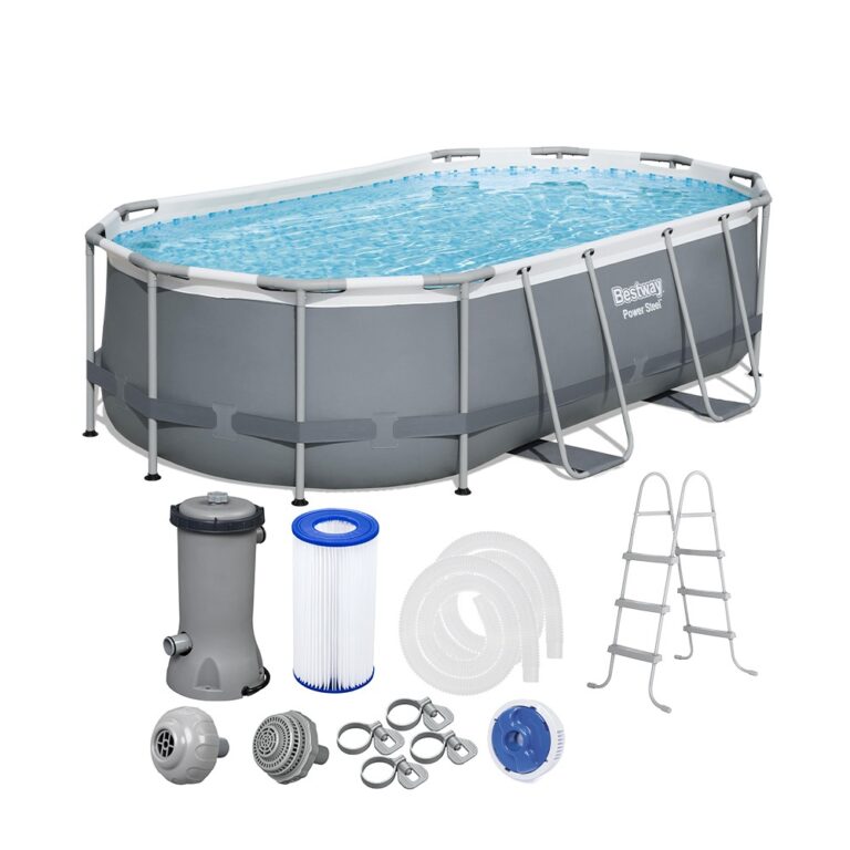 Piscina Estrutural 7250L Oval Power Steel + Escada