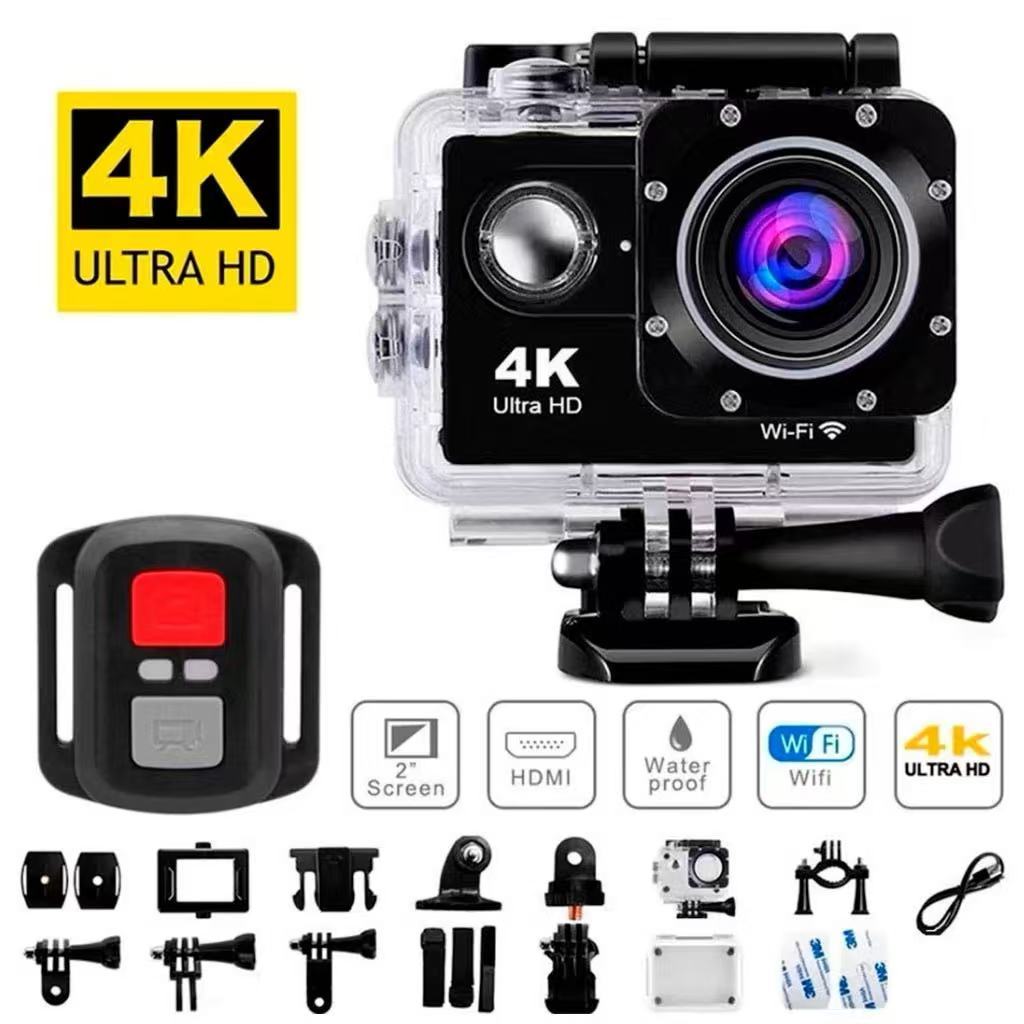 Câmera de ação 4K Ultra HD WiFi 30 metros à prova dágua com controle remoto