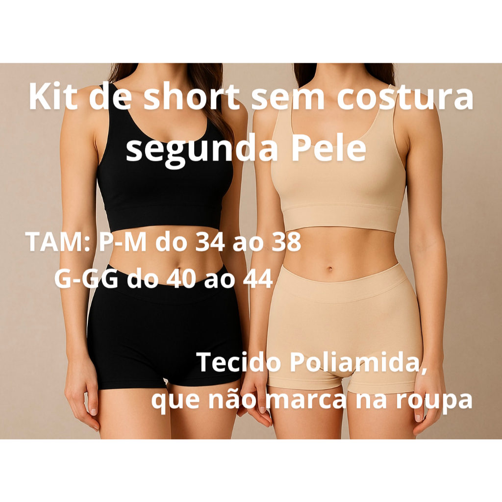 Shorts shortinho Segunda Pele Feminino Anágua Sem Costura Cós Alto Leve Compressão Cinta