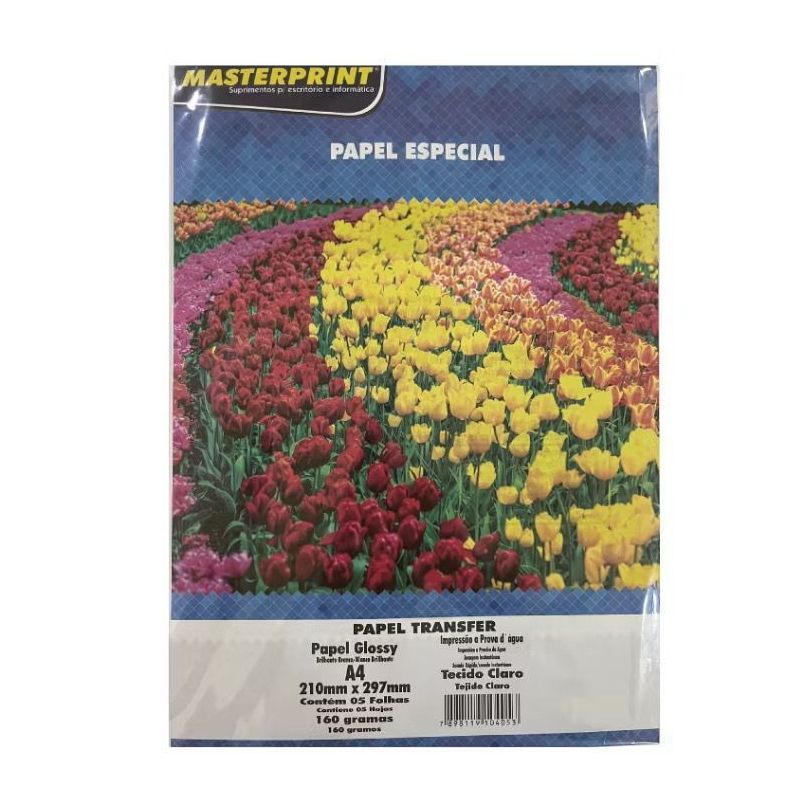 Papel Transfer Para Tecido Claro 160g A4 Pacote com 5 Folhas