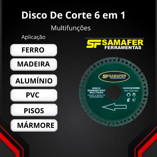 6 em 1 Disco De Corte Diamantado Multifunções Pa