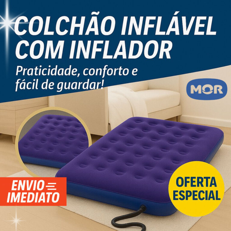 Colchão Inflável Solteiro/Casal com inflador Aco
