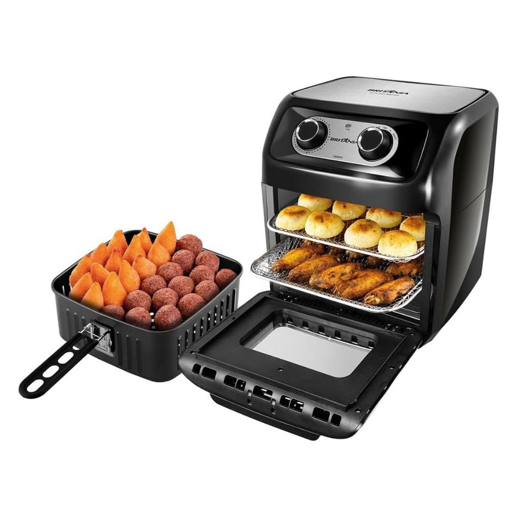 Fritadeira Air Fryer Britnia Oven 12 Litros Frita sem óleo, assa e reaquece Tecnologia Air Flow