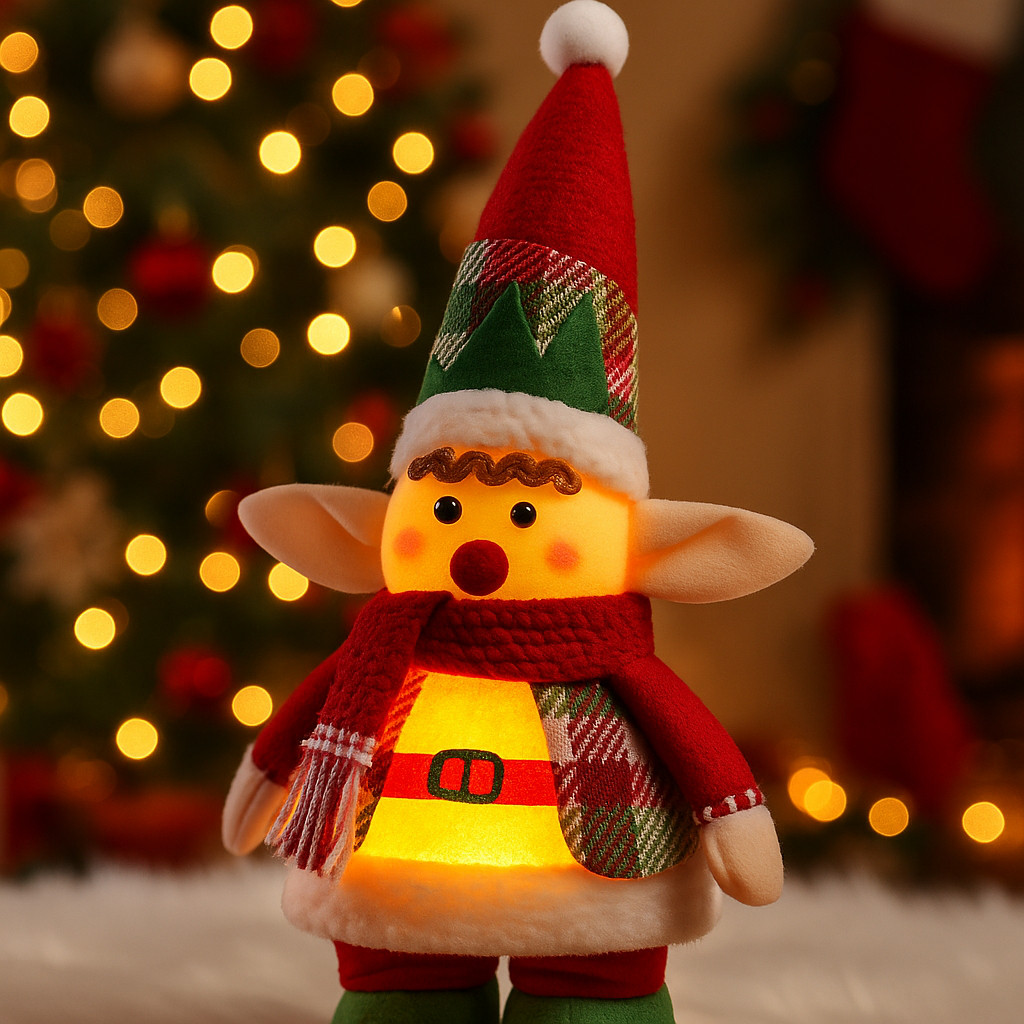 Enfeite Decorativo Árvore Natal Duende Elfo Natalino Luz Led