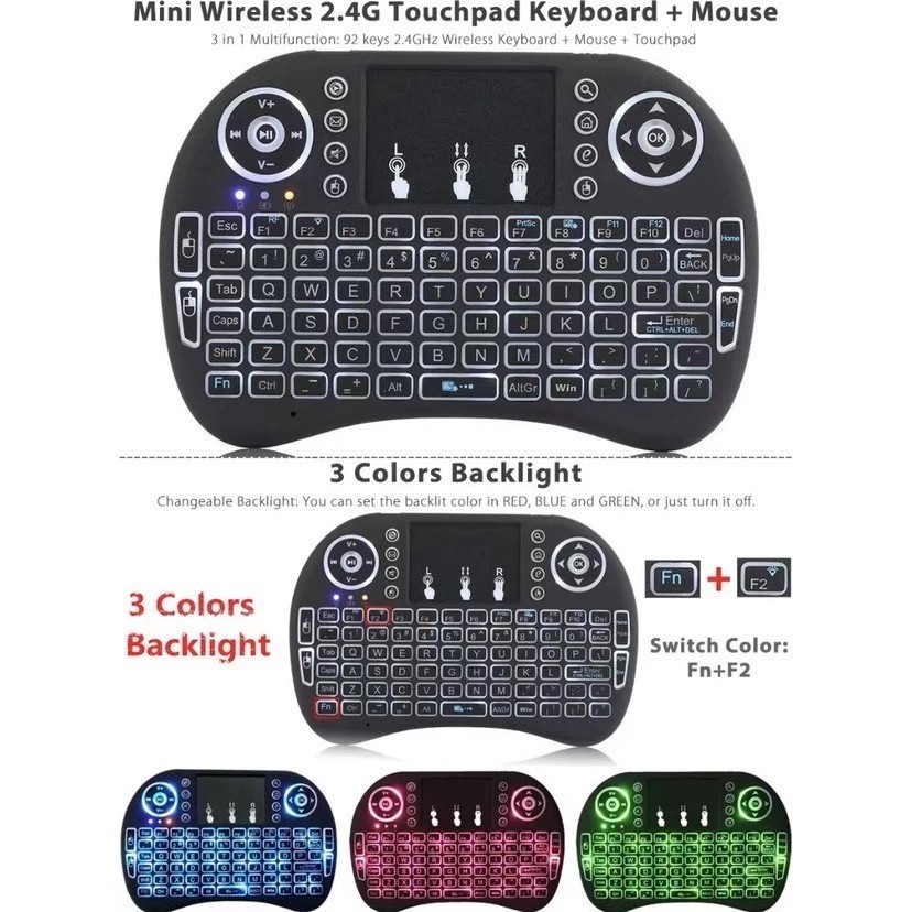 Mini Teclado Controle Usb Touchpad Smart Tv Pc Ps3- Iluminado para Xbox360 / PS3 / Pcs / Notebooks