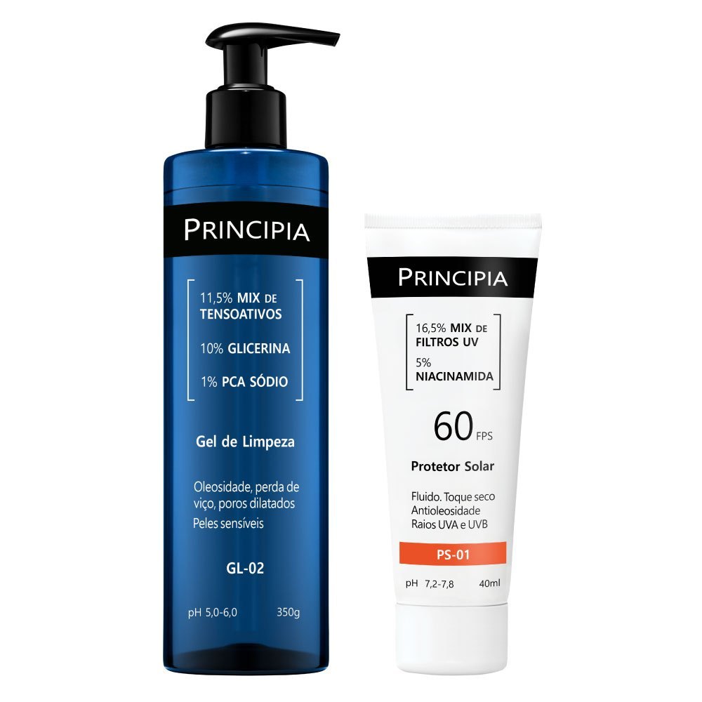 Principia Kit Todo Dia c/ Gel de Limpeza GL-02 + Protetor Solar Facial PS-01 FPS 60