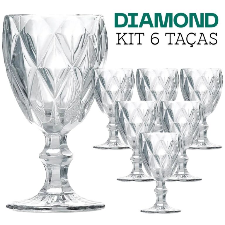 Kit Taças De Vidro Diamond Greek Para Vinho E Ág