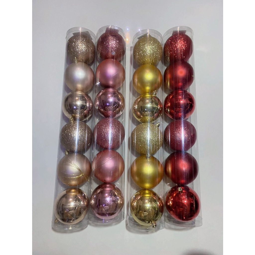 Bola mista fosca / lisa /  Glitter 8cm 6umi e 6cm 9 uni e 5cm 12 uni e 4cm 15uni  e 3cm 15uni