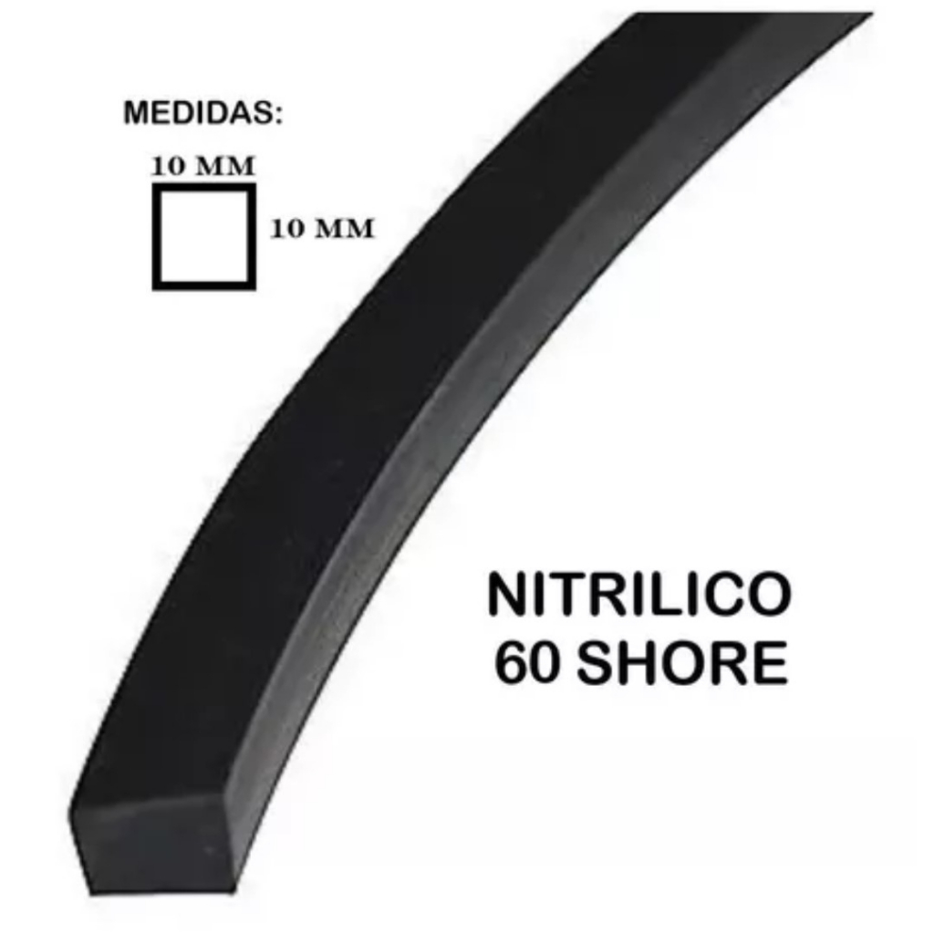 Cordão Borracha Quadrado Vedação 10mmx10mm Nitrílico 5metros