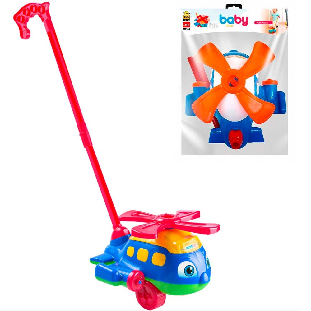 Helicóptero Brinquedo Empurrar Push Plane Educativo