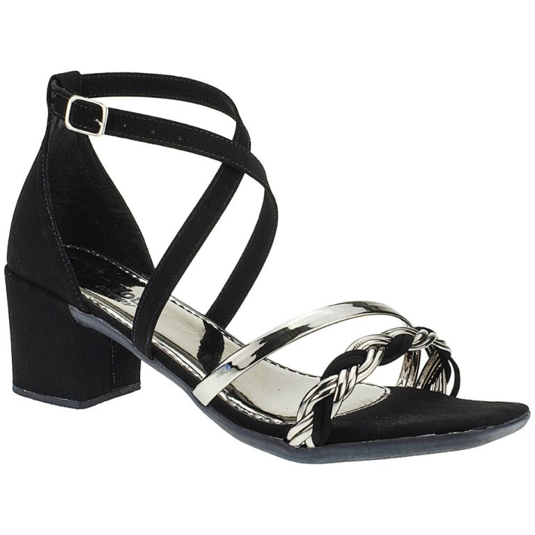 Sandália Feminina Salto Baixo Tiras Trança Fivel