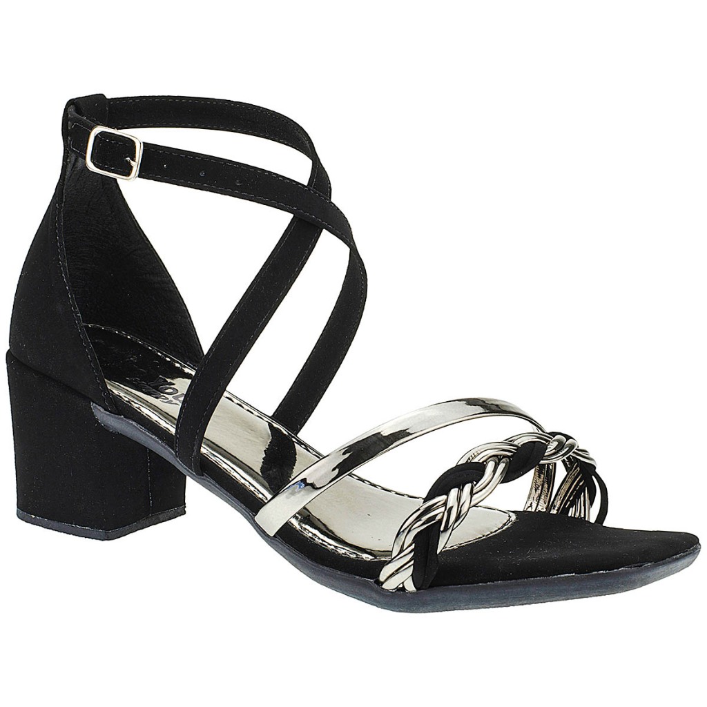 Sandália Feminina Salto Baixo Tiras Trança Fivela em X Moda