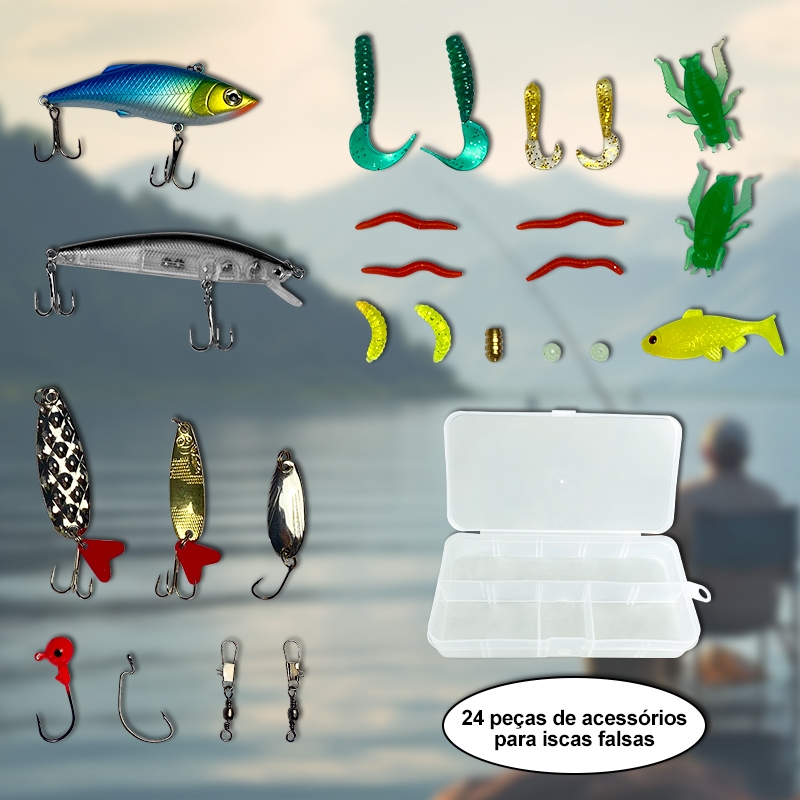 Conjunto de iscas plásticas multiuso macias de 24 peças