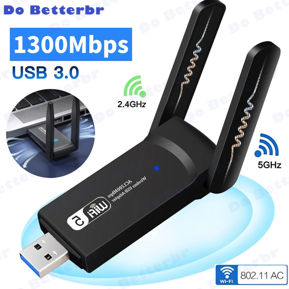 Adaptador Wi-fi  Usb 3.0 Wireless Dual Band Ac1300 5ghz 1300mbps Com Antena