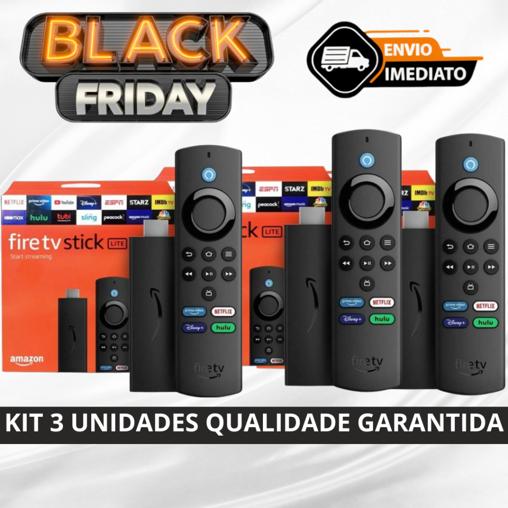Fire Tv Stick Lite 2. Geração Amazon Controle Remoto Por Voz Com Alexa E Atalhos Cor Preta