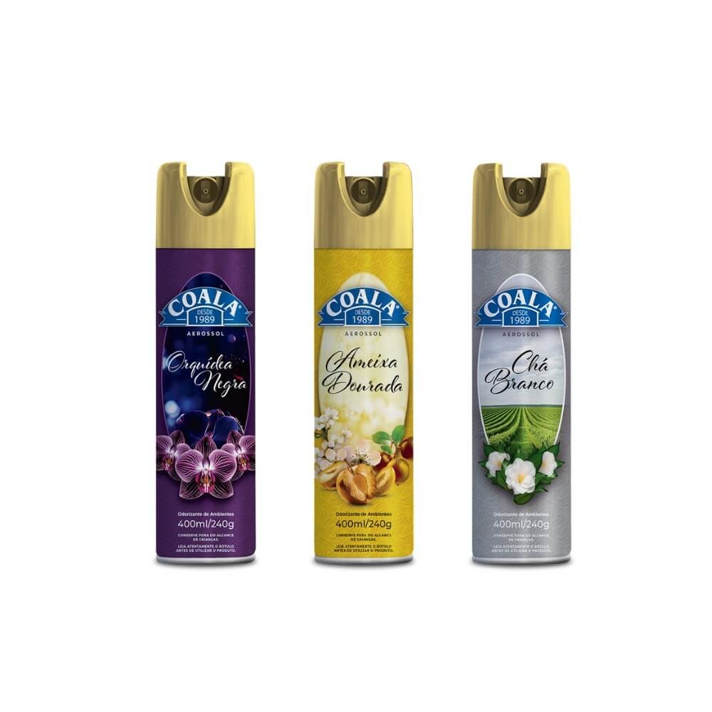 Kit Coala Aerossol Chá Branco + Orquídea Negra + Ameixa Dourada