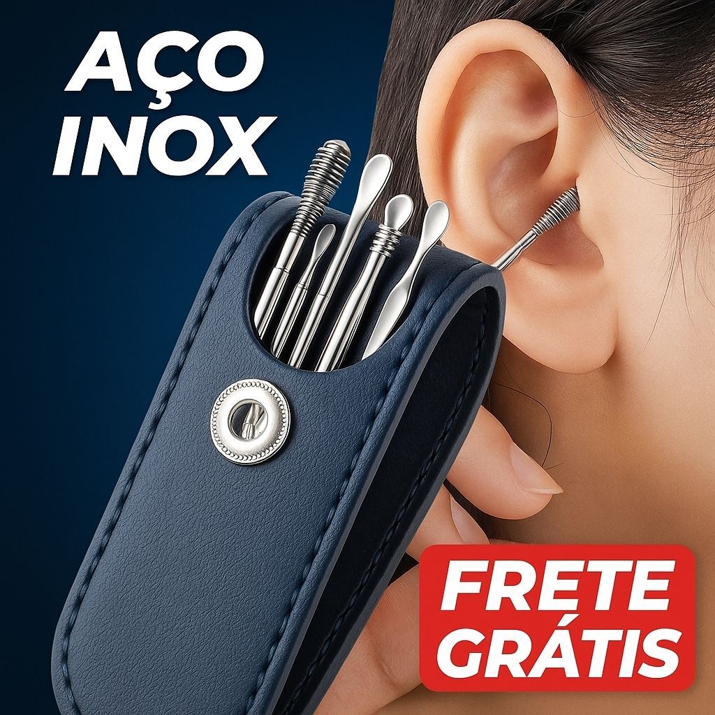 Kit Jogo Removedor De Cera De Ouvido Fácil Limpeza Reutilizável + Estojo (6 Peças)