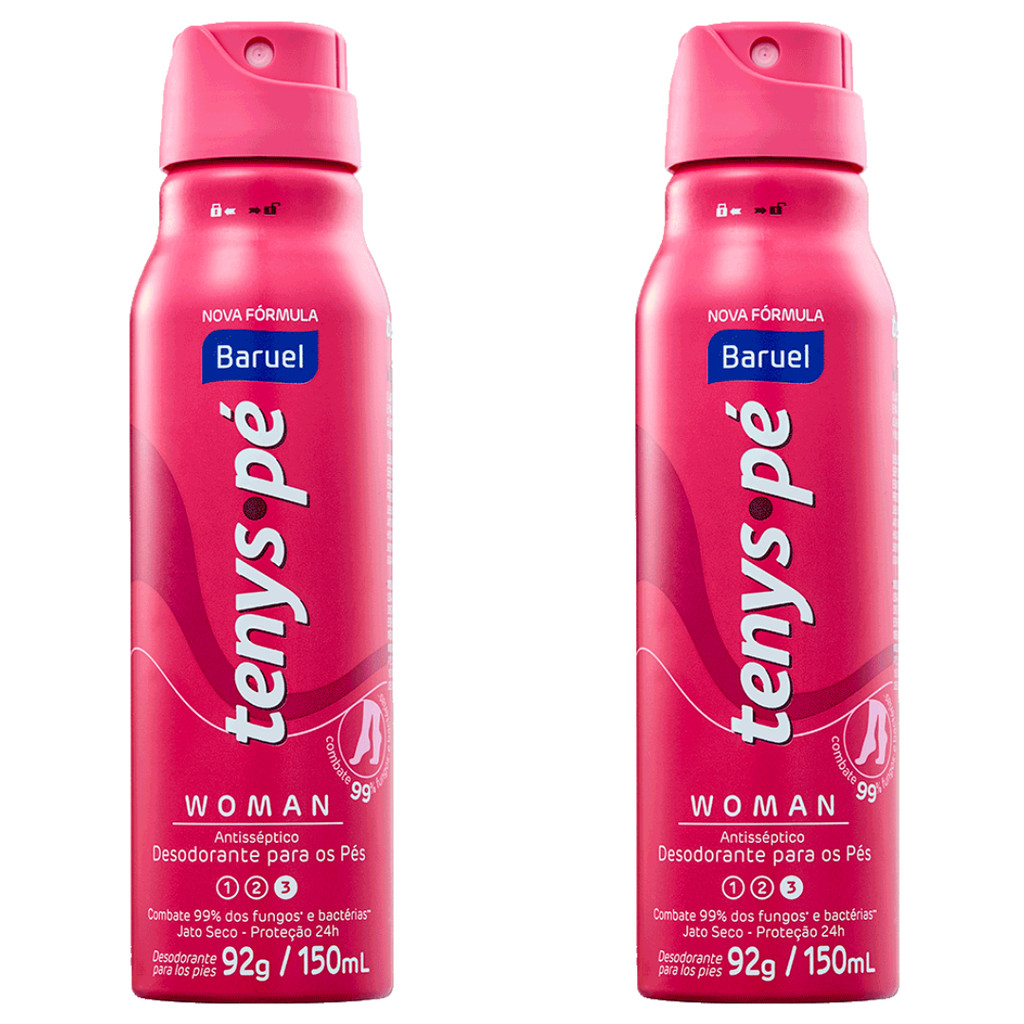 Desodorante Jato Seco Baruel Tenys Pé Woman 150 Ml = KIT 2 UNIDADES