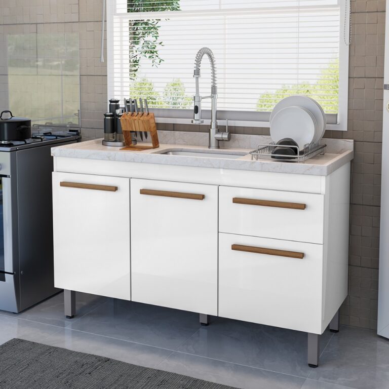 Armário Gabinete Balcão Para Pia De 120cm Sem Ta