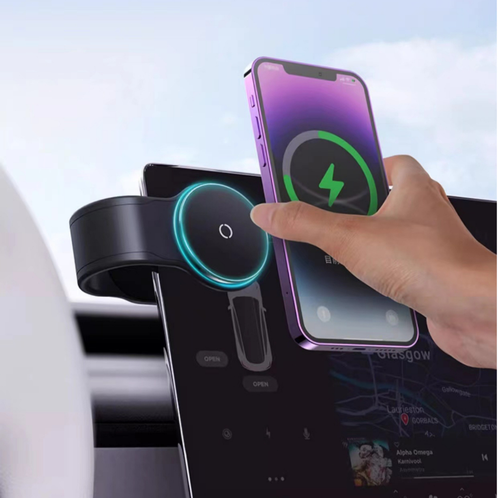 Suporte magnético 2 em 1 com carregamento sem fio para carro, suporte de celular giratório 360° e na