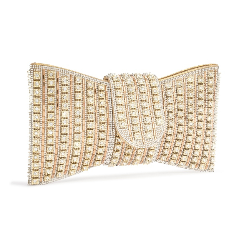 Bolsa Femenina Clutch De Festa Casamento Madrinhas Pedrarias Strass Laço Bolsa Prata Dourada