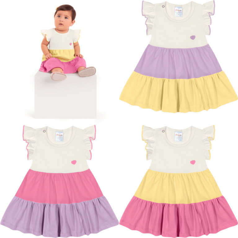 Vestido de Bebê 3 Marias 100% Algodão | P, M, G 