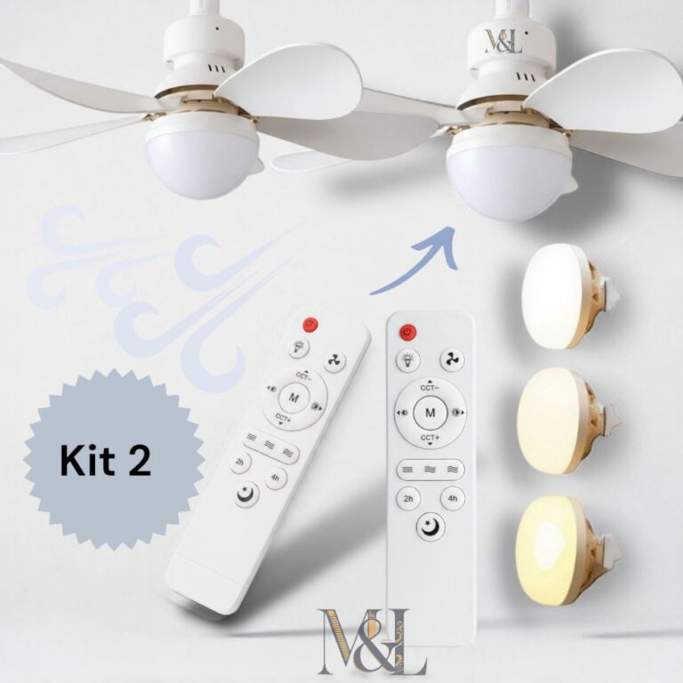 KIT 2 Ventilador de Teto Moderno com Luz LED, Cont