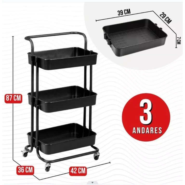 Carrinho Organizador Multiuso Com Rodinhas Manicur