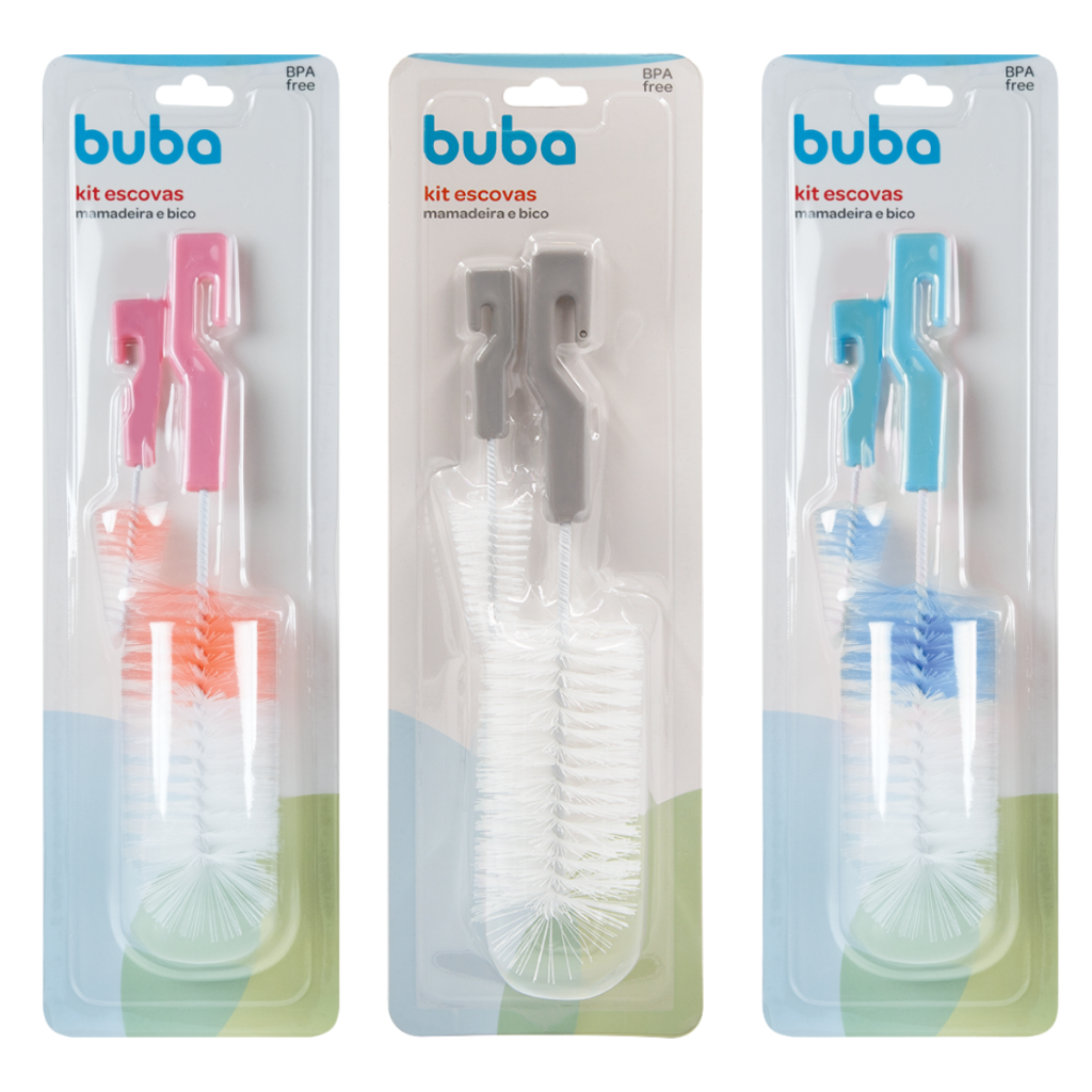 Escovas para Copos Garrafas e Mamadeiras Bebe Limpeza Higiene e Proteção Buba