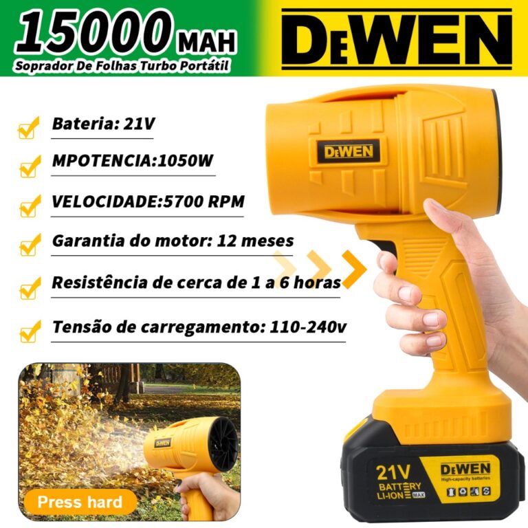 Soprador De Folhas Turbo Portátil Recarregável P