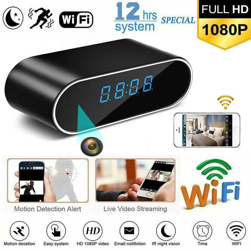 1080P Mini-Câmera Oculta Relógio Sem Fio WIFI Micro De Vídeo Digital Com Alarme Noturno IR Pequena D