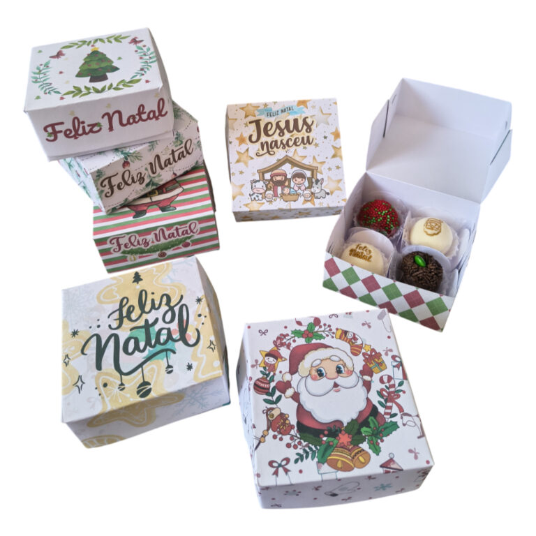 Caixas para 4 doces, trufas, sabonetes, lembrança