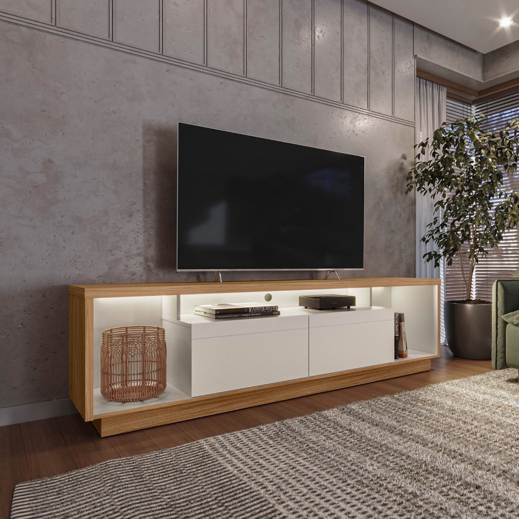 Rack para TV até 75 Polegadas 2 Portas 181cm Fita de LED Cronos CabeCasa MadeiraOriginals 181