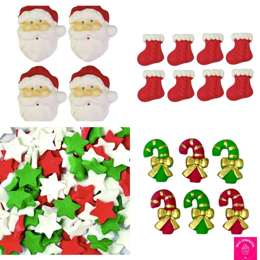Confeitos de açúcar 100% comestíveis Natalinos Natal Sprinkles – Jady Confeitos