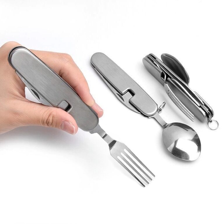 Kit Mini Talheres Dobráveis Camping Faca Garfo Co