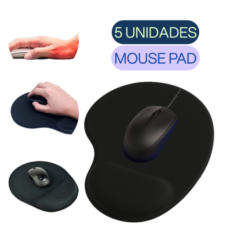 Kit 5 Mousepad Mouse Ergonômico Conforto Punho Pu