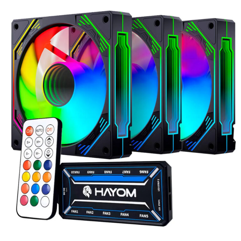 Kit com 3, 5, 6,10 fan Coolers Rgb Hayom, 120mm, c