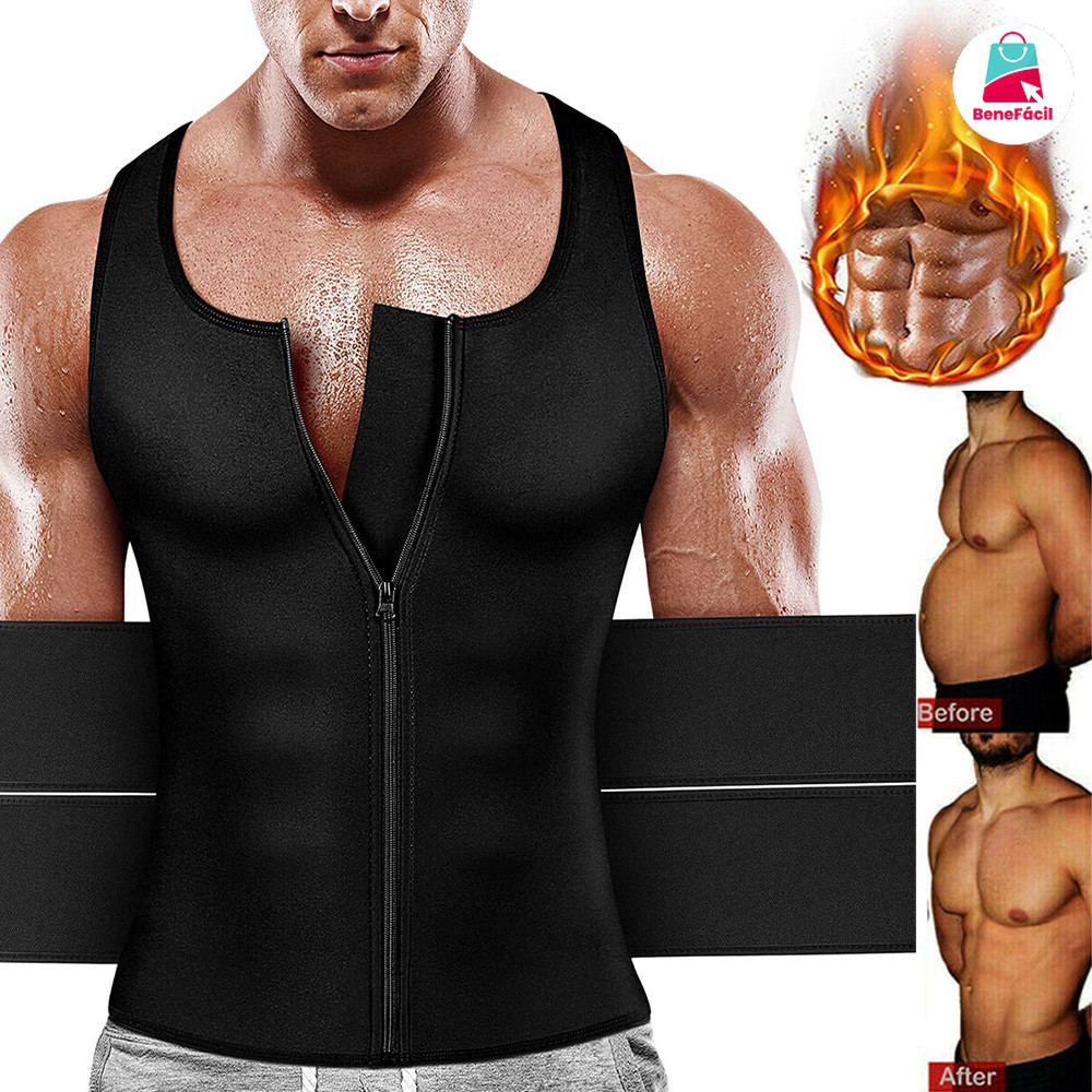 Colete Modelador Power Masculino: Cinta Abdominal Redutora de Cintura, com Efeito Sauna para Secar a