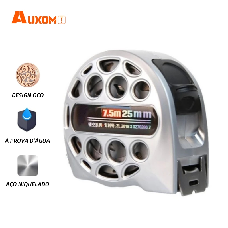 AUXOM Trena 7.5m Profissional 25mm Larga – Fita de Aço Inoxidável Anti-Enrolamento Alta Precisão