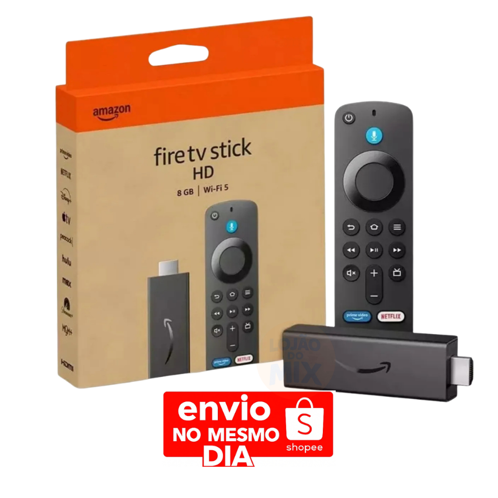Novo Amazon Fire Stick TV Full HD 2024 Controle Alexa Comando de Voz Original – Preto