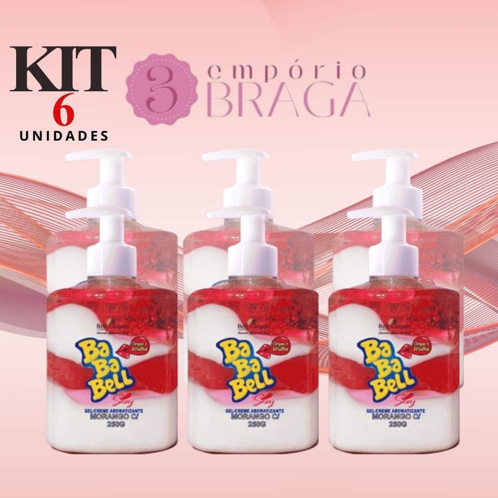 Kit 06 – 06Und – (06) – Gel Perfumado Bababell – Toque de Morango e Chantilly Hidratante